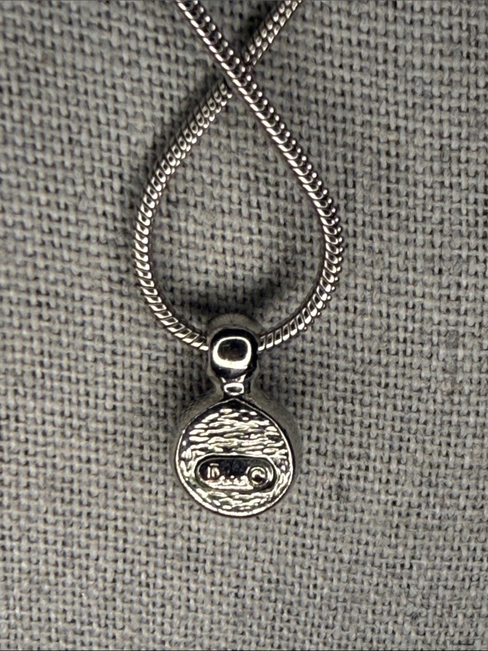 Christian Dior Rhinestone Silver Tone Round Pendant Snake Chain Necklace - Picture 4 of 5
